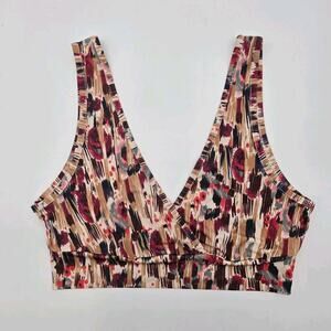 Anthropologie Bra Womens Small Medium Pink Beige Red Abstract Print